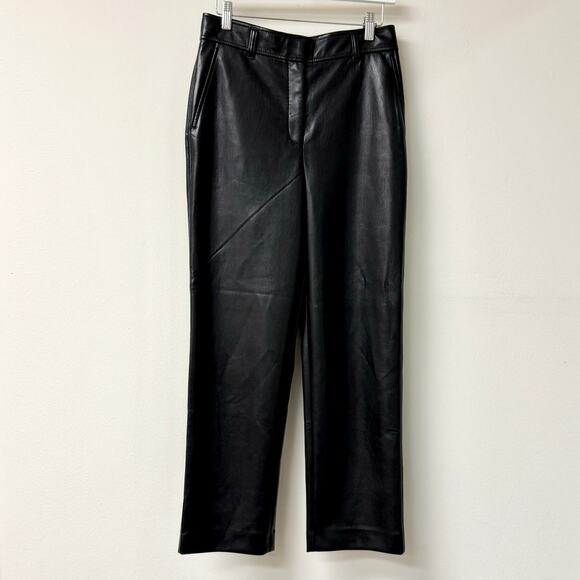 NWOT Babaton Command Mid-rise Vegan Leather Crop Trouser Pants Black Women's 6 - Picture 3 of 7
